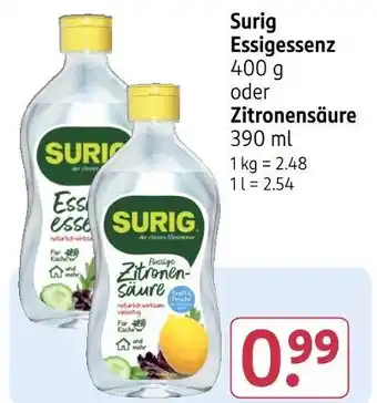 Rossmann Surig essigessenz oder zitronensäure Angebot