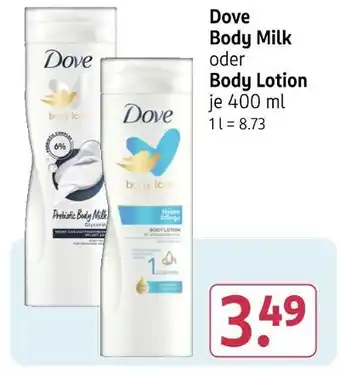 Rossmann Dove body milk oder body lotion Angebot