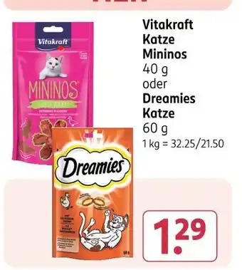 Rossmann Vitakraft katze mininos oder dreamies katze Angebot