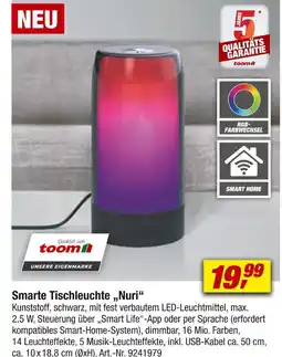 toom Baumarkt Toom smarte tischleuchte „nuri“ Angebot