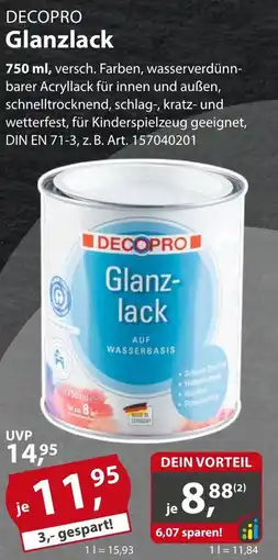 Sonderpreis Baumarkt DECOPRO Glanzlack Angebot