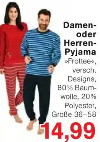 Jawoll Damen oder Herren Pyjama Angebot