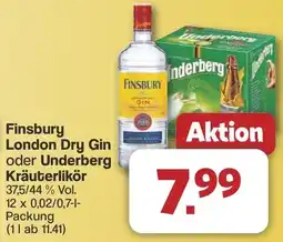 Famila Nord West Finsbury London Dry Gin oder Underberg Kräuterlikör Angebot