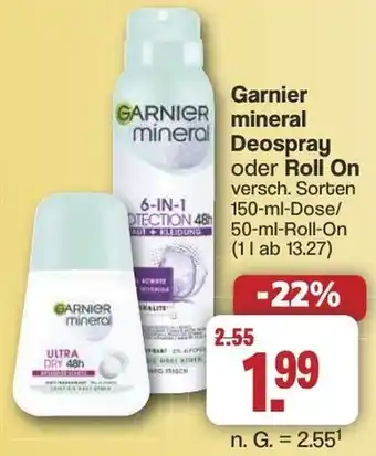 Famila Nord West GARNIER mineral Deospray oder Roll On Angebot