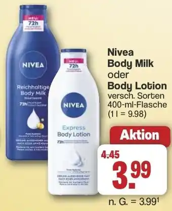 Famila Nord West Nivea Body Milk oder Body Lotion Angebot