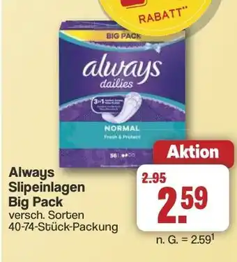 Famila Nord West Always Slipeinlagen Big Pack Angebot