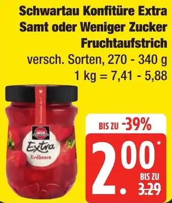 Edeka Frischemarkt Schwartau Konfitüre Extra Samt oder Weniger Zucker Fruchtaufstrich Angebot