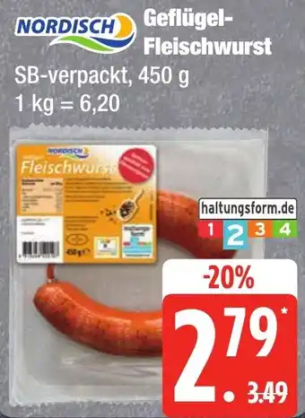 Edeka Frischemarkt NORDISCH Geflügel Fleischwurst Angebot