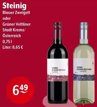 Trink und Spare Steinig Blauer Zweigelt oder Grüner Veltliner Angebot