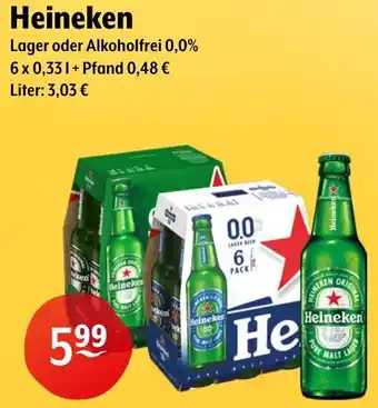 Trink und Spare Heineken Lager oder Alkoholfrei 0,0% Angebot