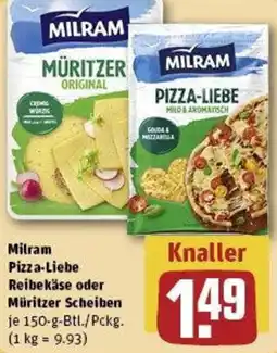 REWE Mitram Pizza-Liebe Reibekäse oder Müritzer Scheiben Angebot