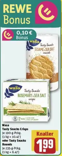 REWE Wasa Tasty Snacks Crisps oder Tasty Snacks Rounds Angebot