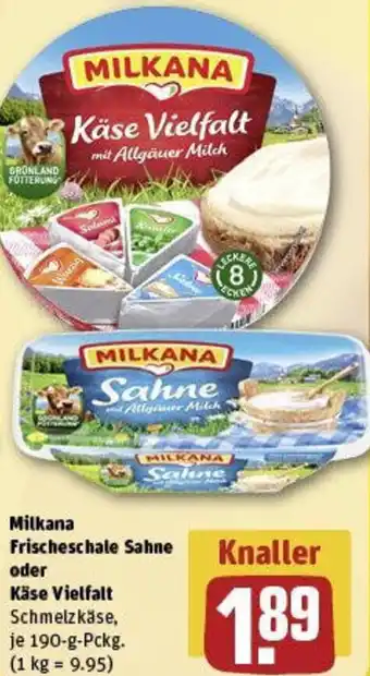 REWE Milkana Frischeschale Sahne oder Käse Vielfalt Angebot