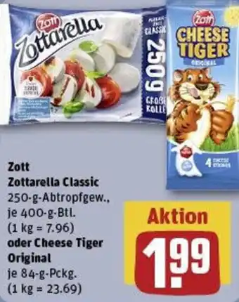 REWE Zott Zottarella Classic oder Cheese Tiger Original Angebot