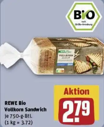 REWE REWE Bio Vollkorn Sandwich Angebot