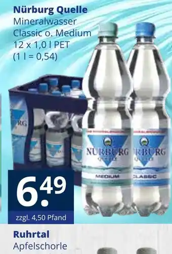 Getränkewelt Nürburg quelle mineralwasser classic o. medium Angebot