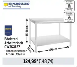 METRO METRO PROFESSIONAL Edelstahl Arbeitstisch GWTS3127 Angebot