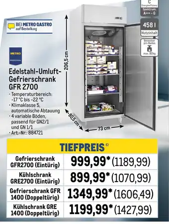 METRO METRO PROFESSIONAL Edelstahl-Umluft- Gefrierschrank GFR 2700 Angebot