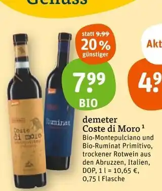 tegut Demeter coste di moro Angebot