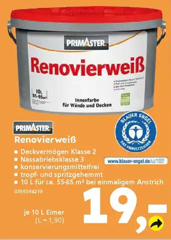 Globus Baumarkt PRIMASTER Renovierweiß Angebot