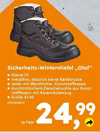 Globus Baumarkt Sicherheits-Winterstiefel „Olaf❝ Angebot