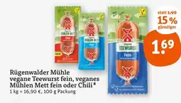 tegut Rügenwalder mühle vegane teewurst fein, veganes mühlen mett fein oder chili Angebot