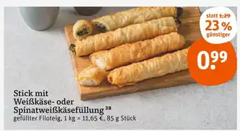 tegut Stick mit weißkäse- oder spinatweißkäsefüllung Angebot