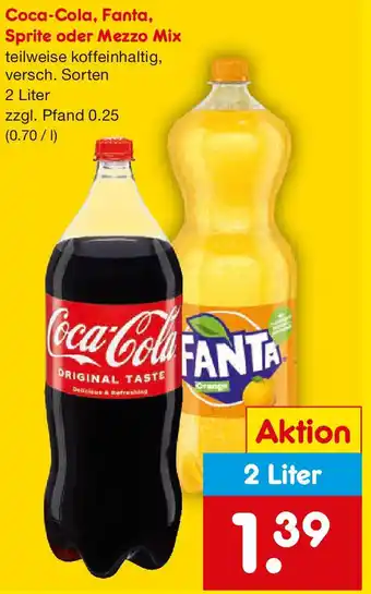 Netto Getränke Discount Coca-Cola, Fanta, Sprite oder Mezzo Mix Angebot