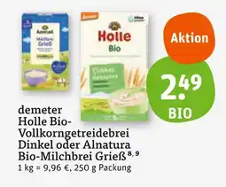 tegut Holle oder alnatura holle bio-vollkorngtreidebrei dinkel oder bio-milchbrei grieß Angebot