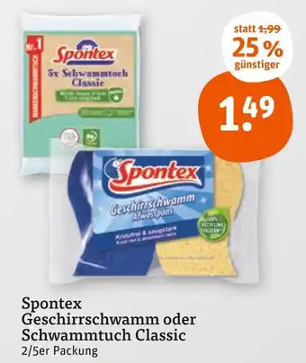 tegut Spontex geschirrschwamm oder schwammtuch classic Angebot