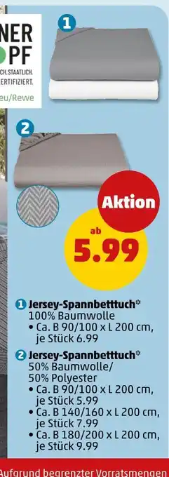 PENNY Jersey-spannbettuch Angebot