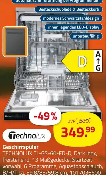 ROLLER Technolux geschirrspüler technolux tl-gs-60-fd-d Angebot