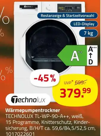 ROLLER Technolux wärmepumpentrockner technolux tl-wp-90-a++ Angebot