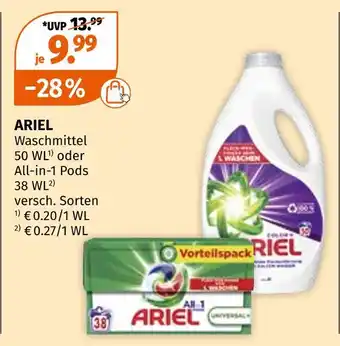 Müller Ariel waschmittel oder all‐in‐1 pods Angebot