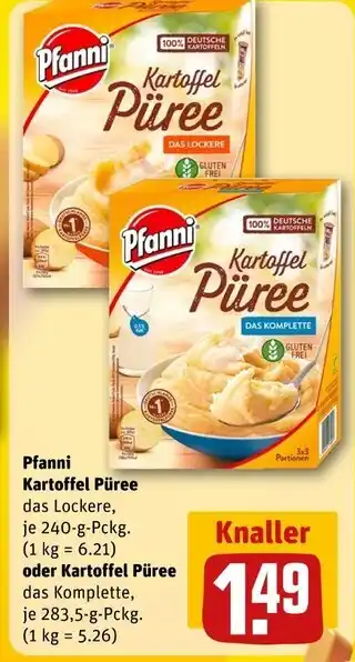 REWE Pfanni kartoffel püree das lockere oder kartoffel püree das komplette Angebot