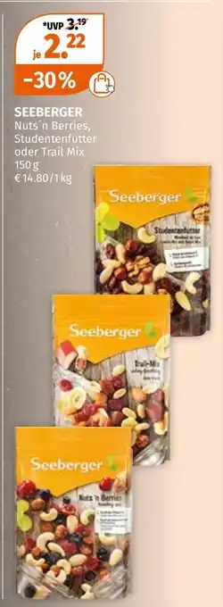 Müller Seeberger nuts ́n berries, studentenfutter oder trail mix Angebot