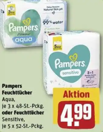 REWE Pampers Feuchttücher oder Feuchttücher Sensitive Angebot