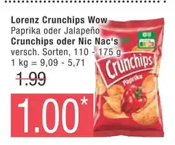 Marktkauf Lorenz crunchips wow paprika oder jalapeño oder nic nac's Angebot