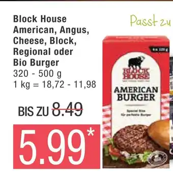 Marktkauf Block house american, angus, cheese, block, regional oder bio burger Angebot