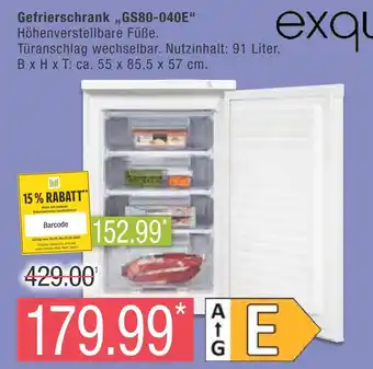 Marktkauf Exqu gefrierschrank gs80-040e Angebot