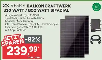 Marktkauf Veska balkonkraftwerk 830 watt / 800 watt bifazial Angebot