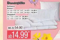 Marktkauf Dunlopillo bettware kissen oder steppbett Angebot