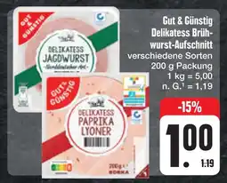 E-Center Gut & günstig delikatess brühwurst-aufschnitt Angebot