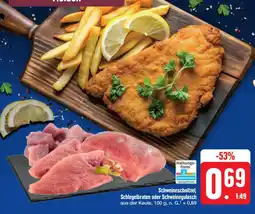 E-Center Schweineschnitzel, schlegelbraten oder schweinegulasch Angebot