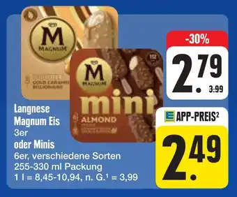 E-Center Langnese magnum eis oder minis Angebot