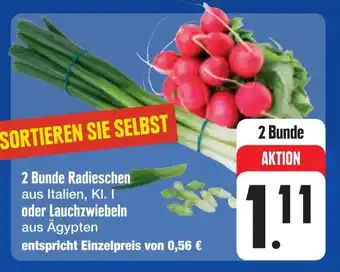 E-Center 2 bunde radieschen oder lauchzwiebeln Angebot