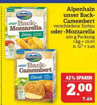 Marktkauf Alpenhain back-camembert oder back-mozzarella Angebot