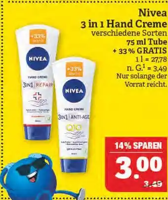 Marktkauf Nivea 3 in 1 hand creme Angebot