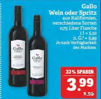 Marktkauf Gallo wein oder spritz Angebot