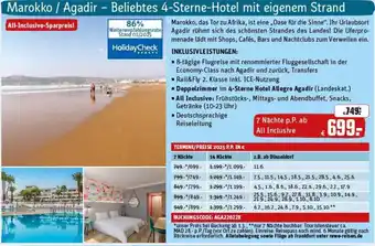 REWE Marokko / Agadir - Beliebtes 4-Sterne-Hotel mit eigenem Strand Angebot